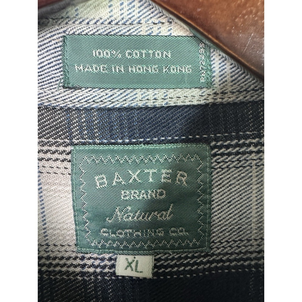 Baxter Brand Flannel Mens XL Blue Plaid Cotton Button Down Heavyweight - Picture 4 of 4